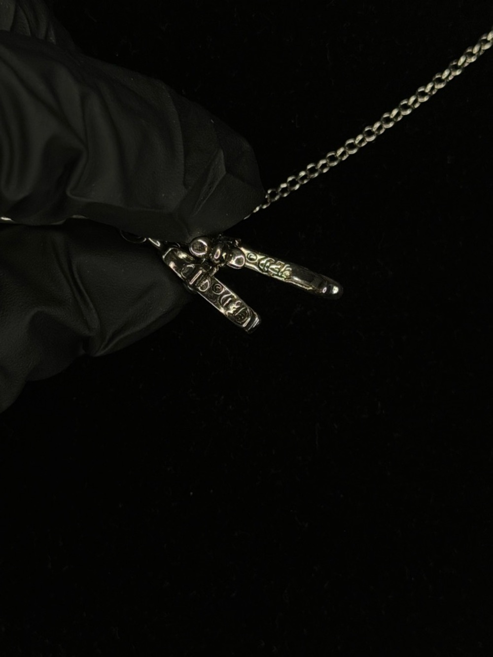Chrome Hearts Safety Pin Double Diamond Studded Floral Cross Unisex Necklace - Picture 5 of 7